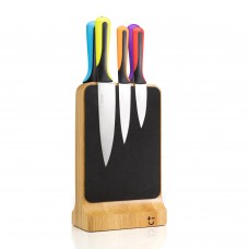 BMKB19 Oak Soft Touch Knife Block with 5 Piece Knife Set